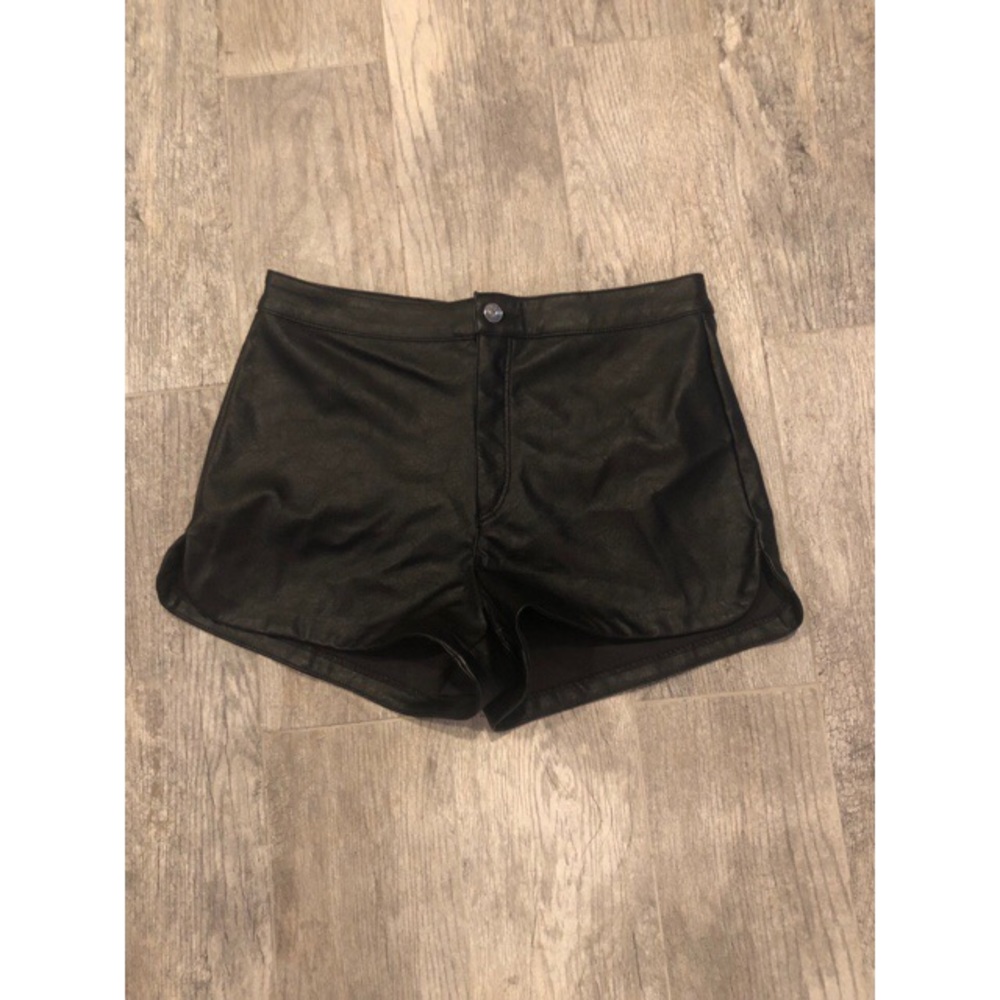 Black leather shorts